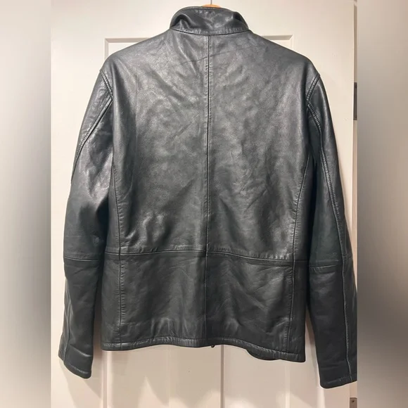 John Varvatos Black Sheepskin Leather Jacket - Men's Small - Soft & Sleek